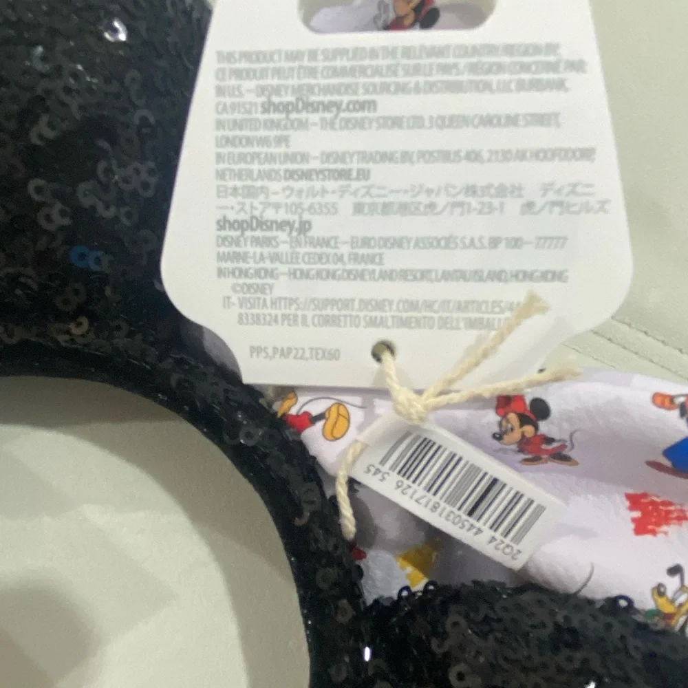 Loungefly Black Sequin Minnie Mouse & Friends Ears with White Bow - Picture 5 of 5